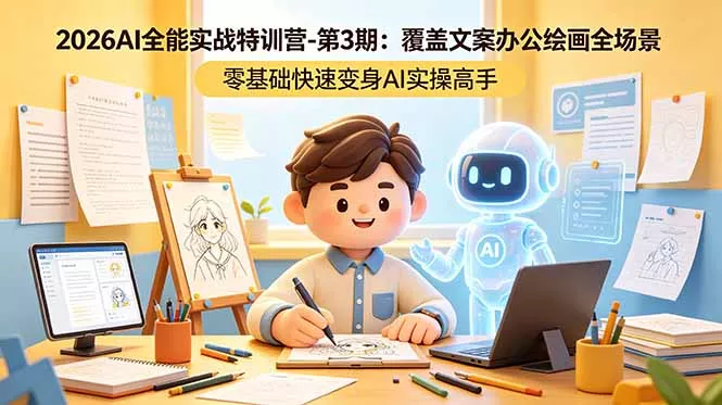 2026AI全能实战特训营-第3期：覆盖文案办公绘画全场景 零基础快速变身AI实操高手-易创网