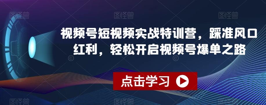 视频号短视频实战特训营，踩准风口红利，轻松开启视频号爆单之路-易创网