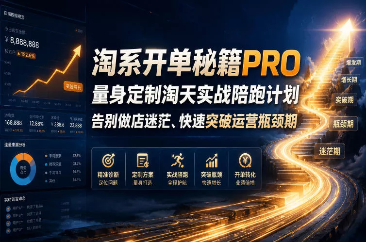 淘系开单秘籍PRO，量身定制淘天实战陪跑计划，告别做店迷茫、快速突破运营瓶颈期(更新260823)-易创网