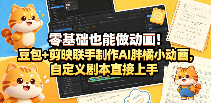 零基础也能做动画！豆包+剪映联手制作AI胖橘小动画，自定义剧本直接上手-易创网