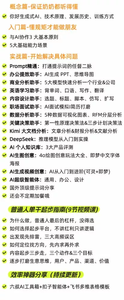 AI私教实战课-更新8月：从提示词、智能体到内容生产与流量获客，系统打造AI时代超级个体核心能力-易创网