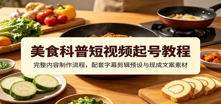 美食科普短视频起号教程：完整内容制作流程，配套字幕剪辑预设与现成文案素材-易创网
