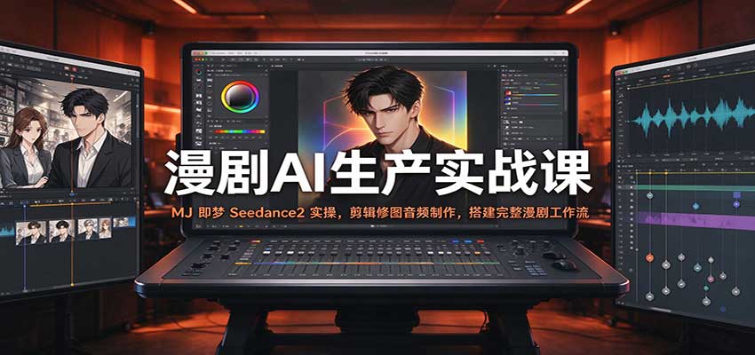 漫剧AI生产实战课：MJ 即梦 Seedance2 实操，剪辑修图音频制作，搭建完整漫剧工作流-易创网