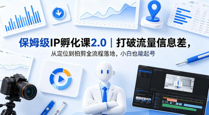 保姆级IP孵化课2.0｜打破流量信息差，从定位到拍剪全流程落地，小白也能起号-易创网