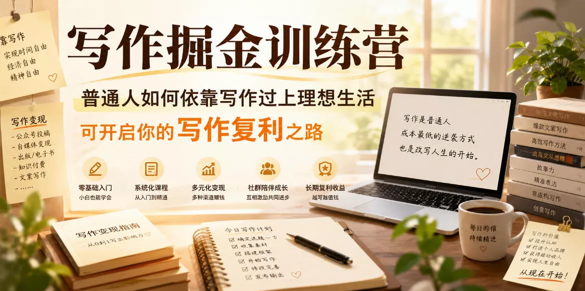 写作掘金训练营，普通人如何依靠写作过上理想生活，可开启你的写作复利之路(更新6月)-易创网