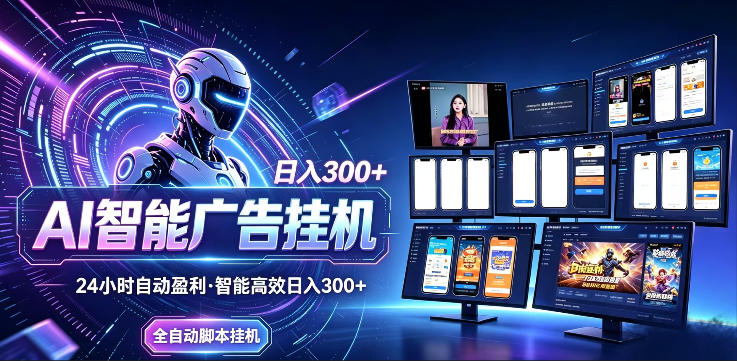AI智能广告挂G项目，无需人工，单机稳定日入200+，可矩阵放大，24小时不间断刷广告賺收益【揭秘】-易创网