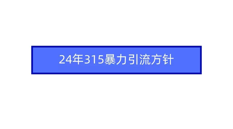 (9398期)2024年315暴力引流方针-易创网