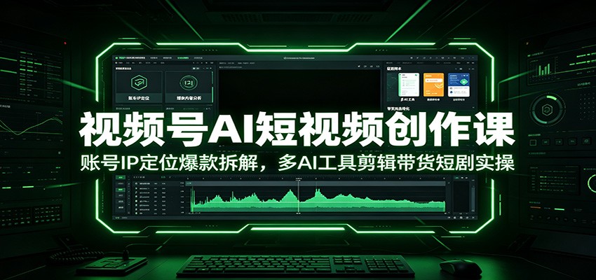 视频号AI短视频创作课：账号IP定位爆款拆解，多AI工具剪辑带货短剧实操-易创网