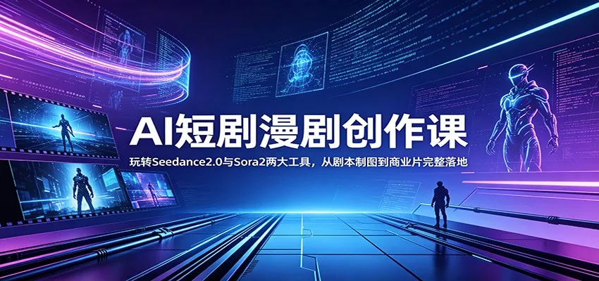 AI短剧漫剧创作课：玩转Seedance2.0与 Sora2两大工具，从剧本制图到商业片完整落地-易创网
