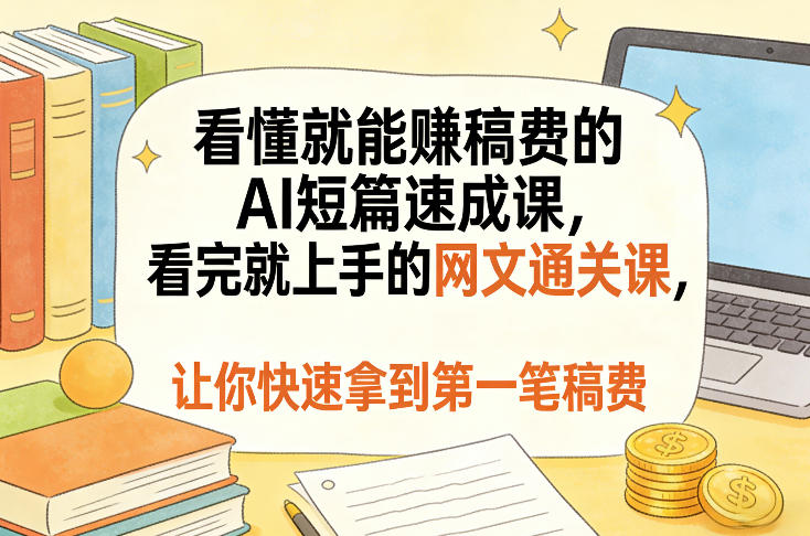 看懂就能賺稿费的AI短篇速成课，看完就上手的网文通关课，让你快速拿到第一笔稿费（更新8月）-易创网