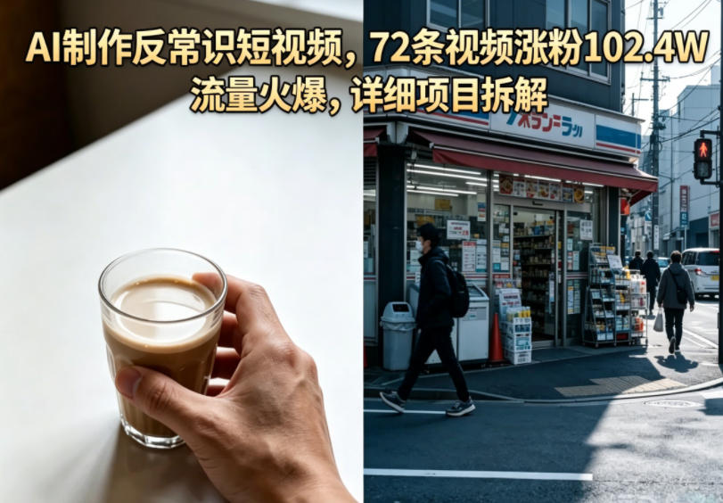 AI制作反常识短视频，72条视频涨粉102.4W，流量火爆，详细项目拆解-易创网
