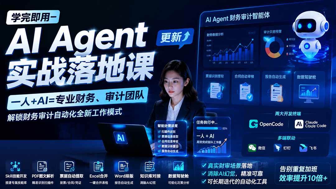 （20625期）【无水印】学完 即用-AI Agent实操落地课-更新0924：一人 + AI=专业财务、审计团队，解锁财务审计自动化全新工作模式-易创网