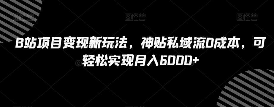 B站项目变现新玩法，神贴私域流0成本，可轻松实现月入6000+【揭秘】-云创网