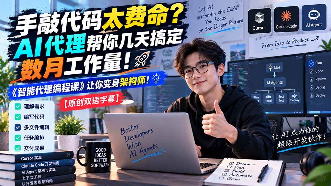 （20286期）手敲代码太费命？AI 代理帮你几天搞定数月工作量！《智能代理编程课》让你变身架构师-易创网