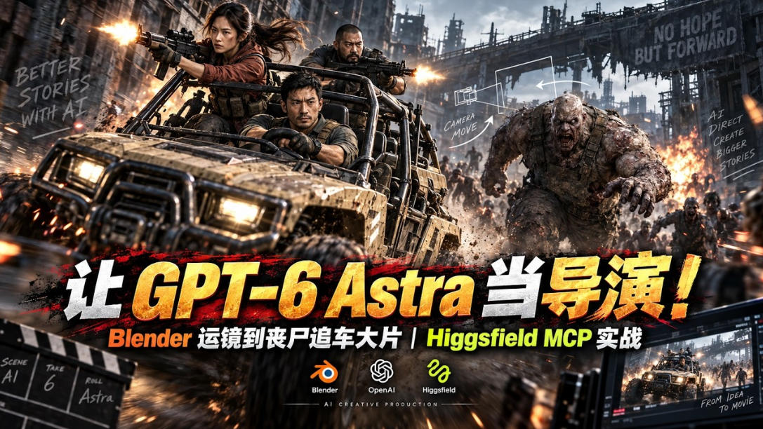 让GPT-6 Astra当导演！Blender运镜到丧尸追车大片｜Higgsfield MCP实战-易创网