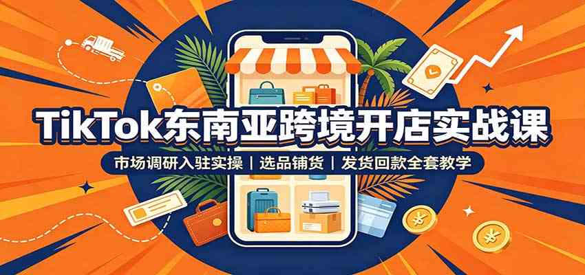 TikTok东南亚跨境开店实战课：市场调研入驻实操，选品铺货，发货回款全套教学-易创网