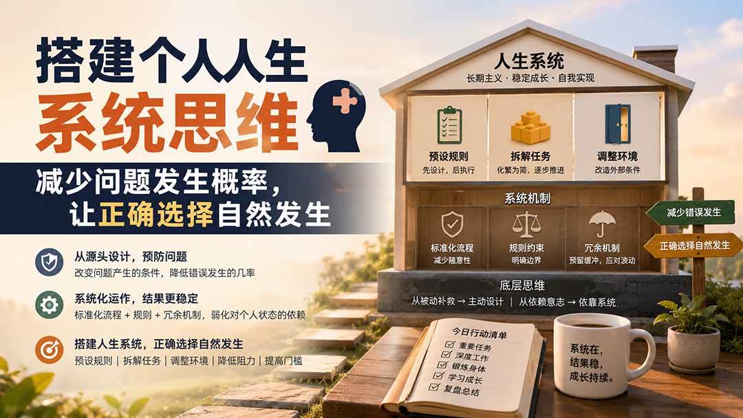 （19985期）付费文章：搭建个人人生系统思维：减少问题发生概率，让正确选择自然发生-易创网