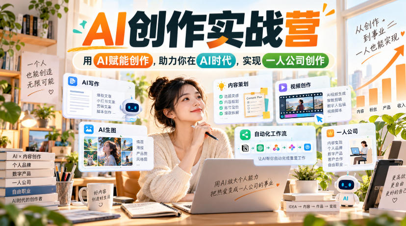 AI创作实战营，用AI赋能创作，助力你在AI时代，实现一人公司创作-易创网