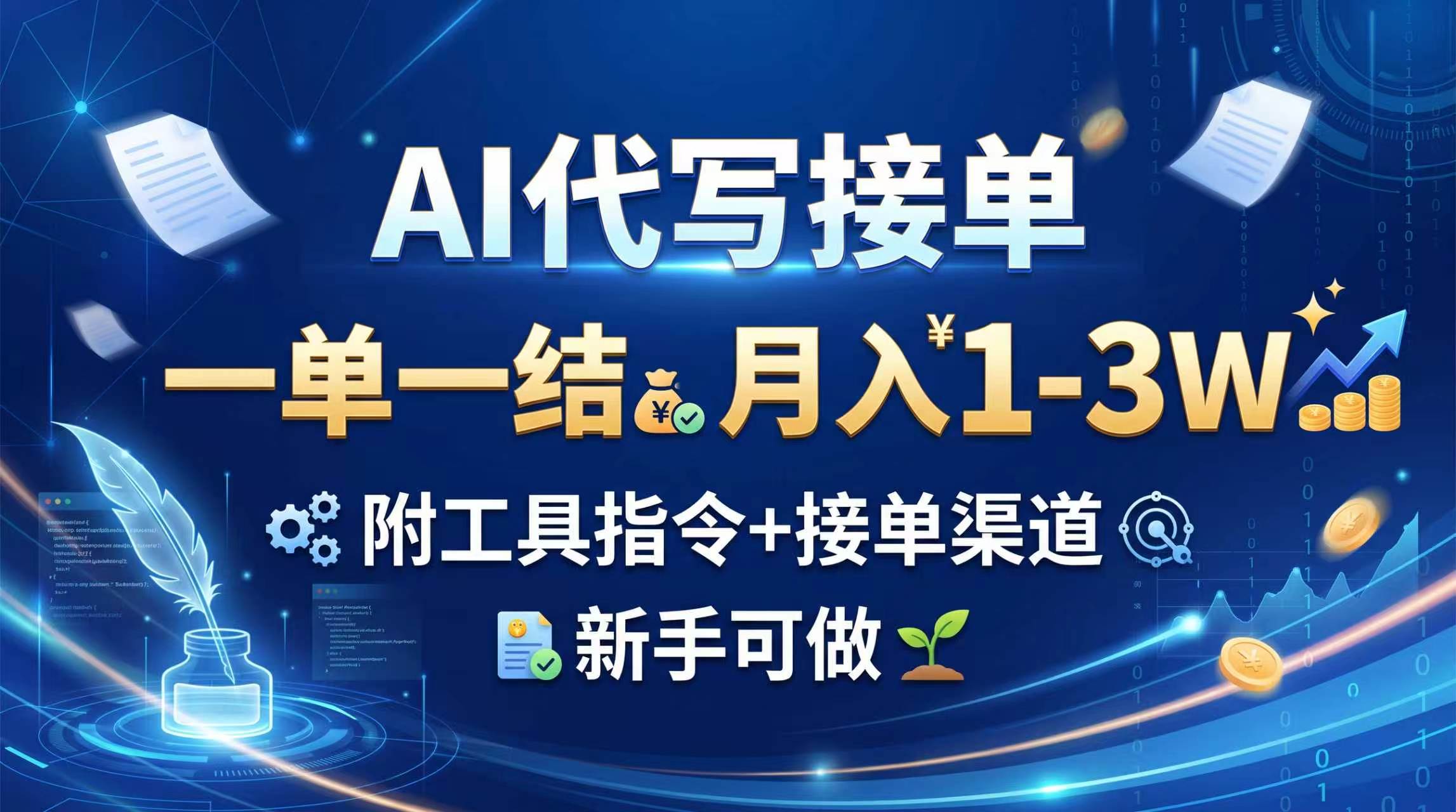 （20343期）AI代写接单，一单一结，月入1-3W，附工具指令+接单渠道，新手可做-易创网