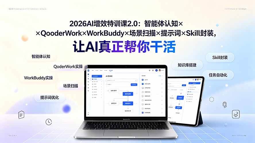 （19368期）2026AI增效特训课2.0：智能体认知×QoderWork×WorkBuddy×场景扫描×提示词×Skill封装，让AI真正帮你干活-易创网