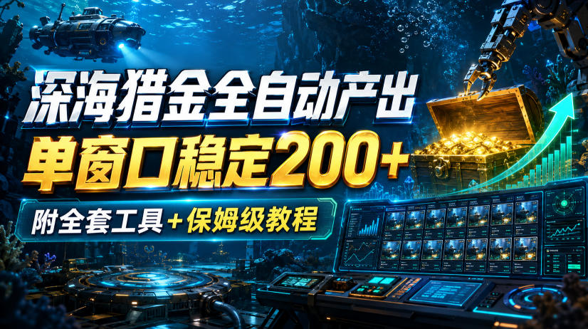 深海猎金全自动产出，单窗口稳定200+，附全套工具+保姆级教程【揭秘】-易创网