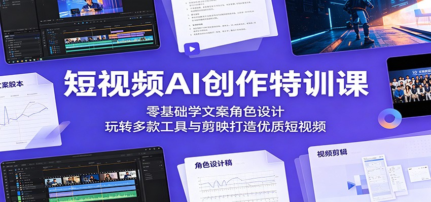 短视频AI创作特训课：零基础学文案角色设计，玩转多款工具与剪映打造优质短视频-易创网