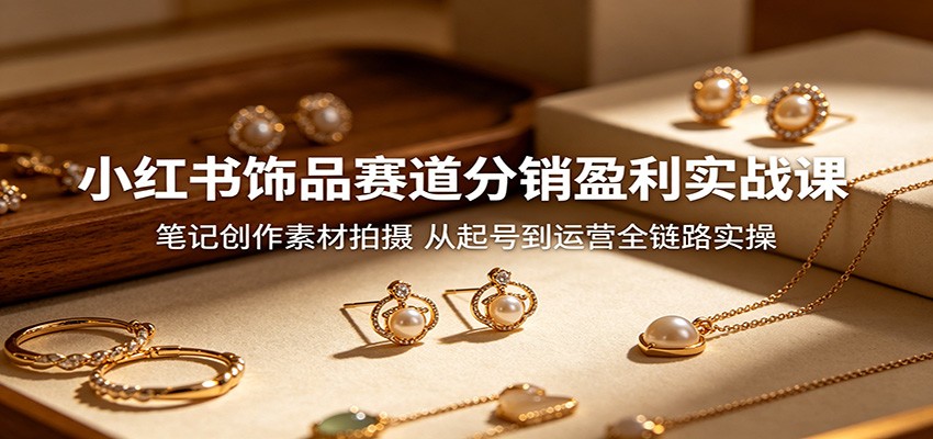 小红书饰品赛道分销盈利实战课：笔记创作素材拍摄，从起号到运营全链路实操-易创网