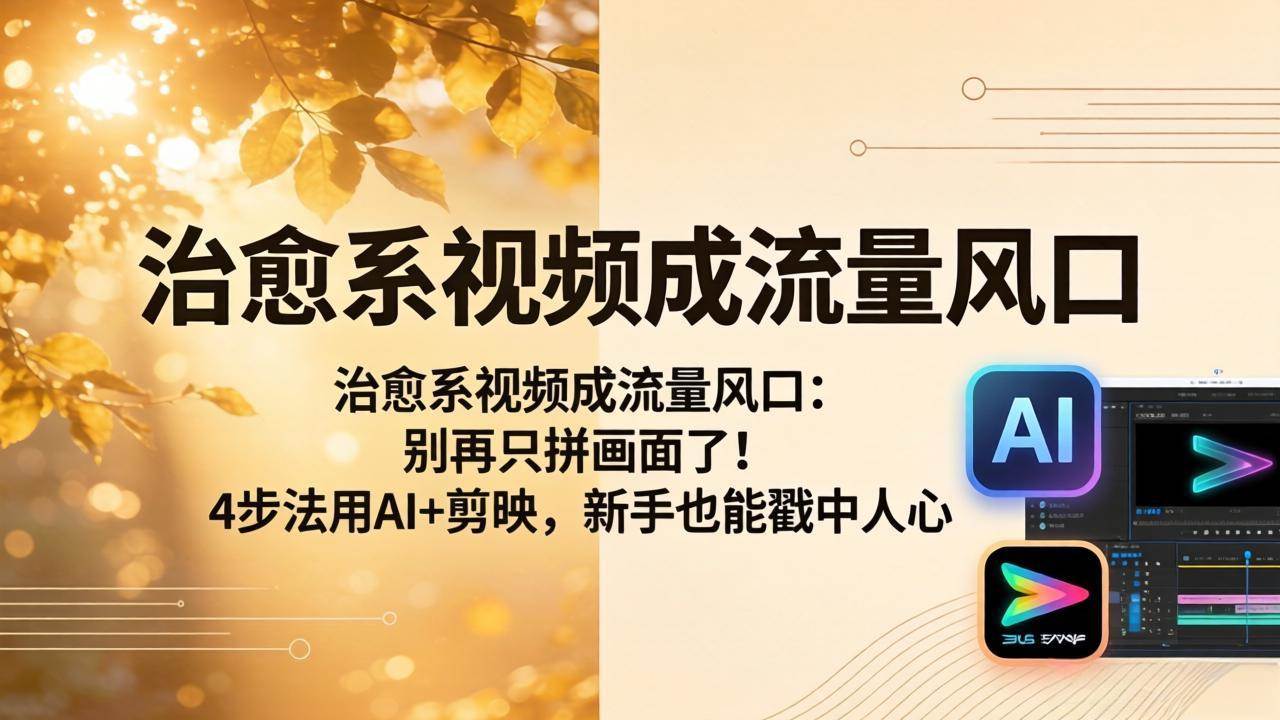 （18219期）治愈系视频成流量风口：别再只拼画面了！4步法用AI+剪映，新手也能戳中人心-易创网