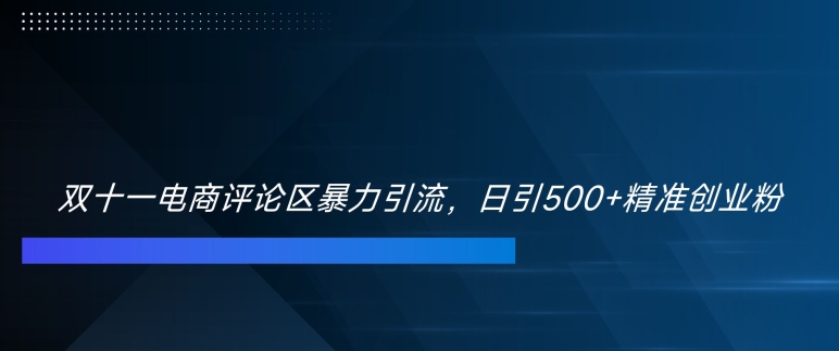 双十一电商评论区暴力引流，日引500+精准创业粉【揭秘】-易创网