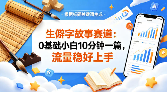 公众号流量主——生僻字故事赛道，流量稳，好上手，0基础小白也能10分钟一篇-易创网