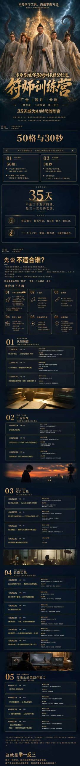 （20179期）符师训练营-35天成为AI时代创作者，广告+短片+漫剧+智能体四大实战方向，掌握从创意到上线的完整工作流-易创网