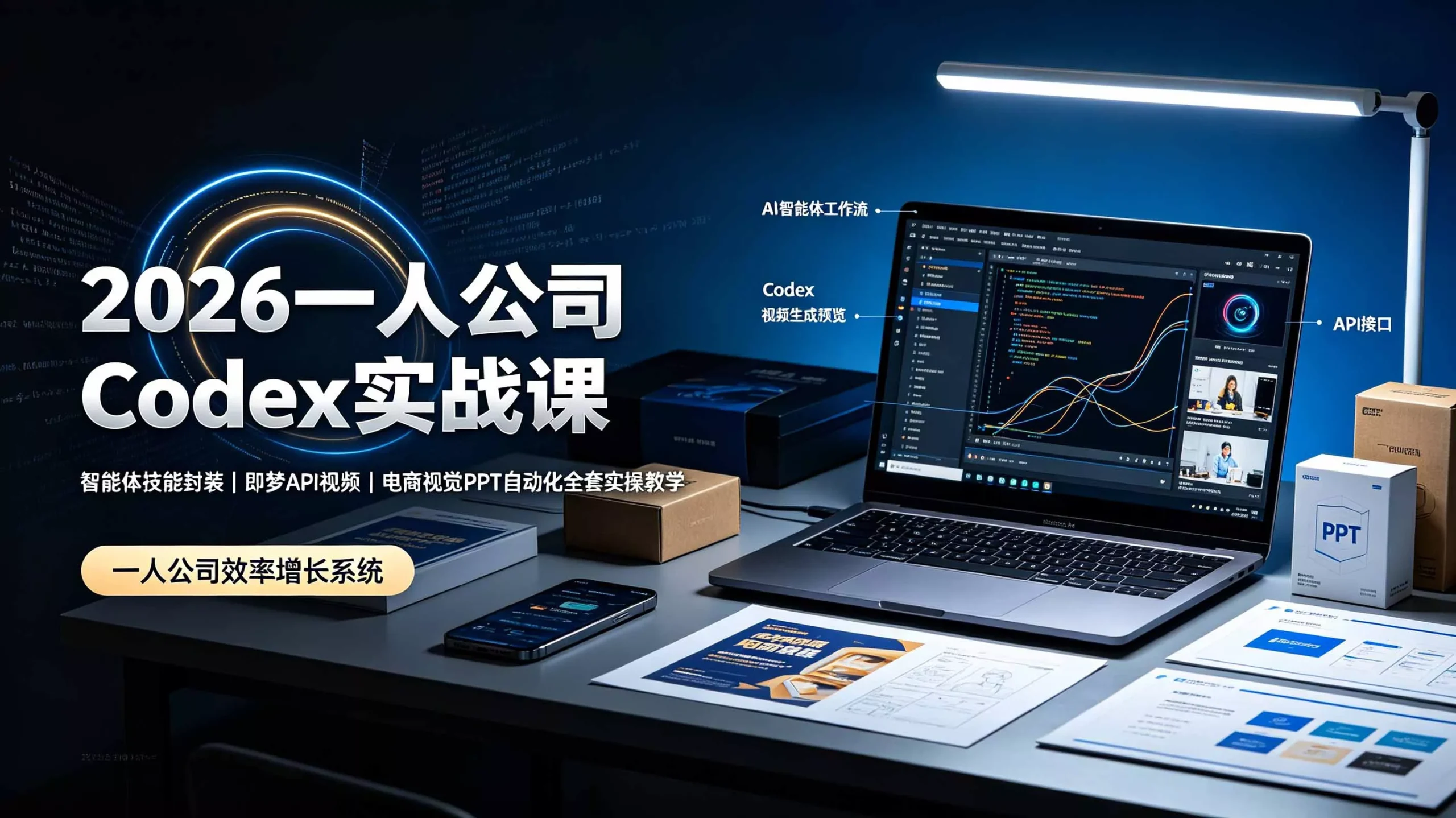 2026一人公司Codex实战课◆智能体技能封装｜即梦API视频｜电商视觉PPT自动化全套实操教学-易创网