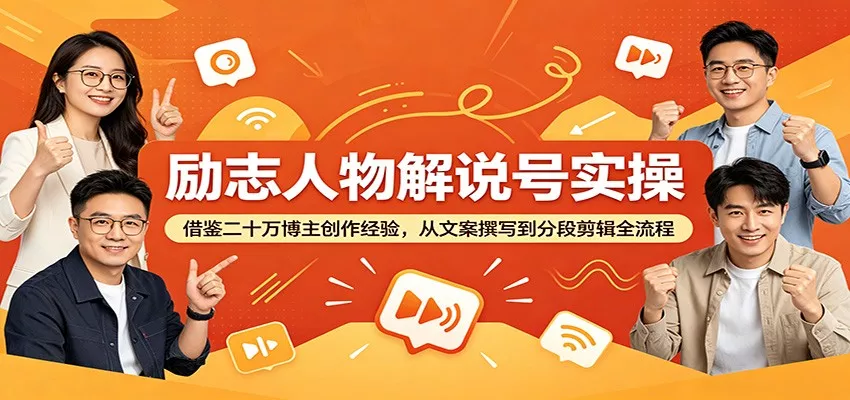 励志人物解说号实操：借鉴二十万博主创作经验，从文案撰写到分段剪辑全流程-易创网