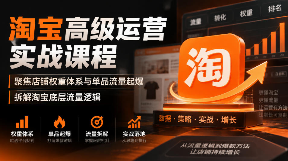淘宝高级运营实战课程，聚焦店铺权重体系与单品流量起爆，拆解淘宝底层流量逻辑-易创网