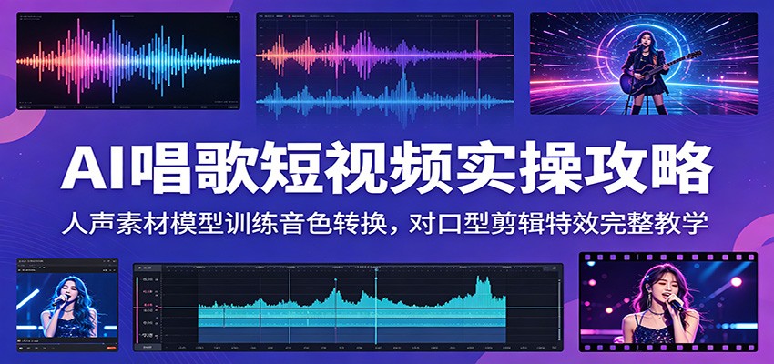 AI唱歌短视频实操攻略：人声素材模型训练音色转换，对口型剪辑特效完整教学-易创网