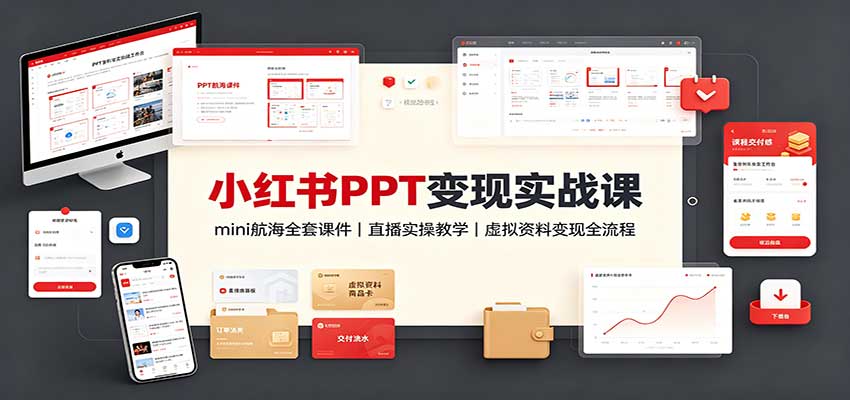 小红书PPT变现实战课：mini航海全套课件+直播实操教学，虚拟资料变现全流程-易创网