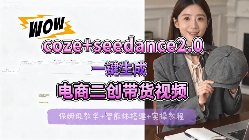 【Coze工作流搭建实操教程】seedance2.0+coze一键生成电商二创带货视频，全流程保姆级教学-易创网