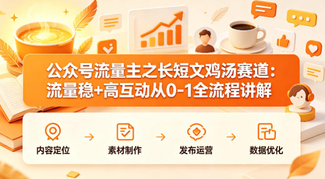 公众号流量主之长短文鸡汤赛道，流量稳+高互动，从0-1全流程讲解-易创网