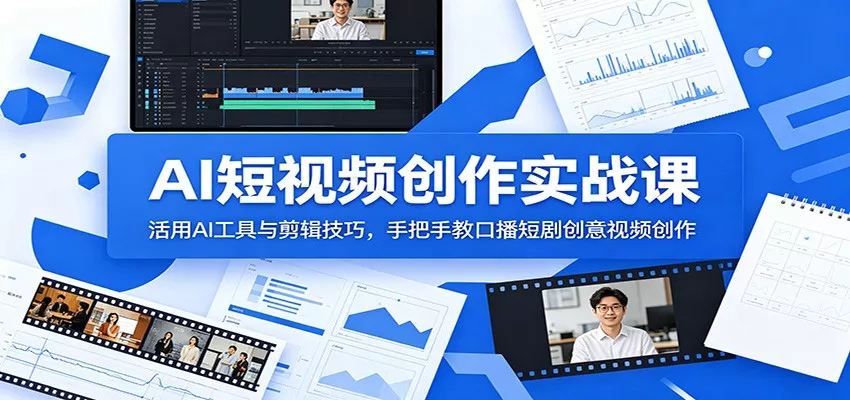 AI短视频创作实战课：活用AI工具与剪辑技巧，手把手教口播短剧创意视频创作-易创网
