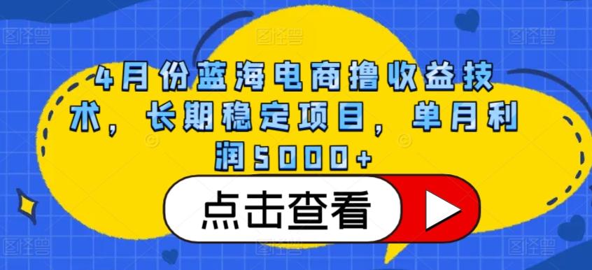 4月份蓝海电商撸收益技术，长期稳定项目，单月利润5000+【揭秘】-易创网