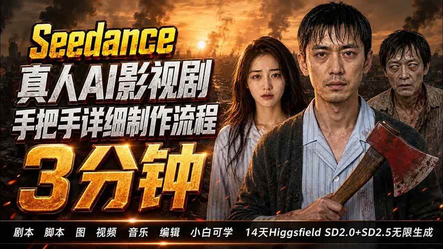 （19706期） 3分钟真人AI影视剧怎么做？SD 2.0手把手完整制作流程｜Higgsfield 14天SD 2.0/2.5无限生成-易创网