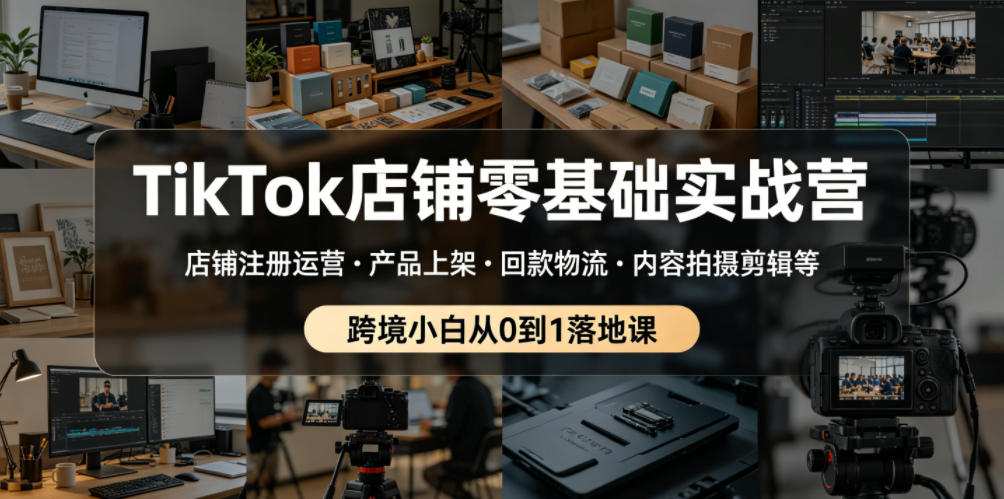 TikTok店铺零基础实战营，店铺注册运营・产品上架・回款物流・内容拍摄剪辑等 ，跨境小白从0到1落地课-易创网