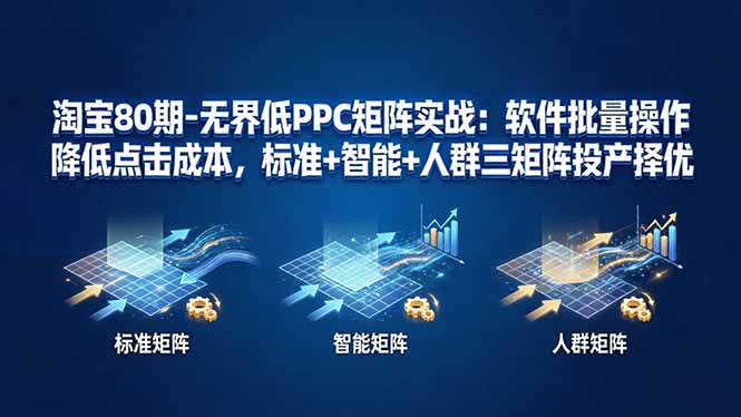 淘宝80期-无界低PPC矩阵实战：软件批量操作降低点击成本，标准+智能+人群三矩阵投产择优-易创网