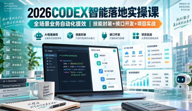 2026Codex智能落地实操课，全场景业务自动化提效，技能封装+接口开发+项目实战-易创网