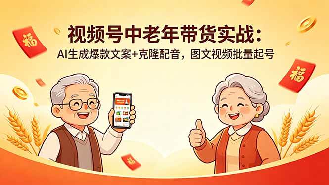 （18396期）视频号中老年带货实战：AI生成爆款文案+克隆配音，图文视频批量起号-易创网