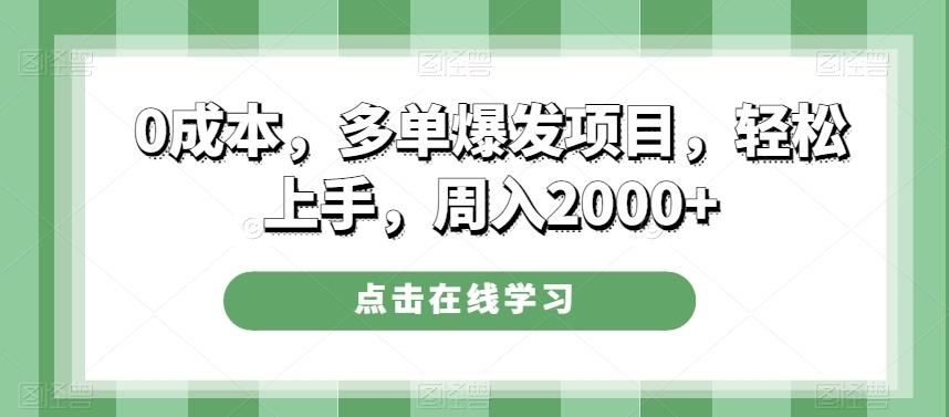 0成本，多单爆发项目，轻松上手，周入2000+-易创网