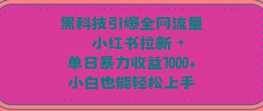 (9679期)黑科技引爆全网流量小红书拉新，单日暴力收益7000+，小白也能轻松上手网赚项目-副业赚线-互联网创业-资源整合易创网