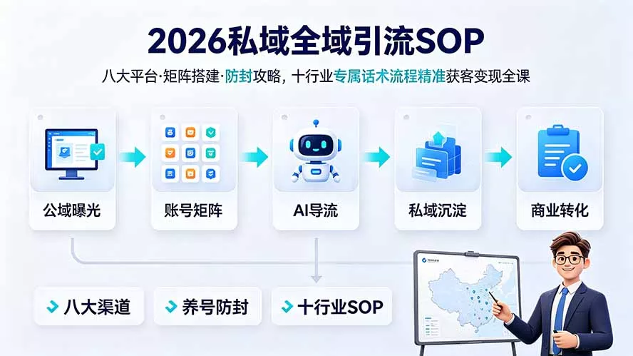 2026私域全域引流SOP｜八大平台·矩阵搭建·防封攻略，十行业专属话术流程精准获客变现全课-易创网