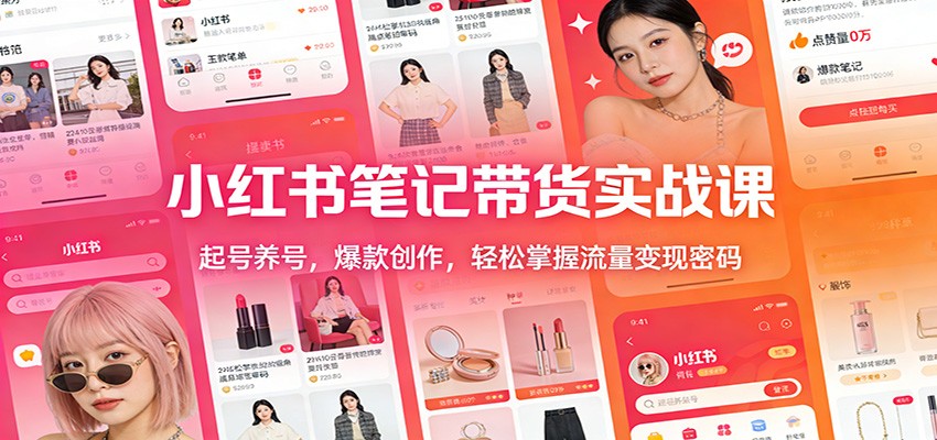 小红书笔记带货实战课：起号养号，爆款创作，轻松掌握流量变现密码网赚项目-副业赚线-互联网创业-资源整合易创网