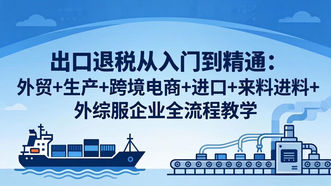 出口退税从入门到精通：外贸+生产+跨境电商+进口+来料进料+外综服企业全流程教学-易创网